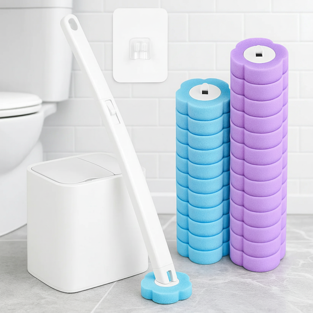 Brosse de toilette avec têtes jetables