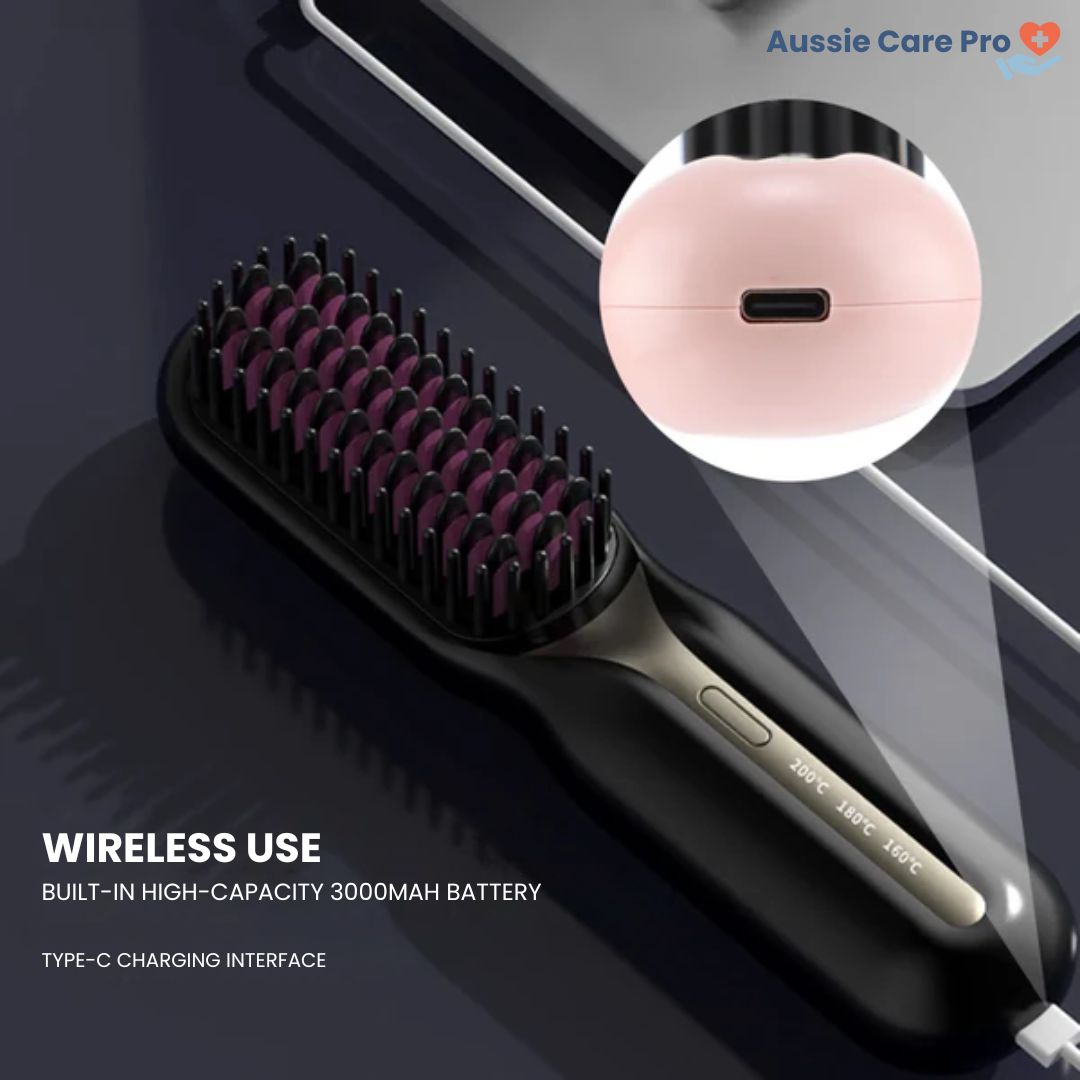 Brosse lissante rechargeable – coiffage portable anti-frisottis
