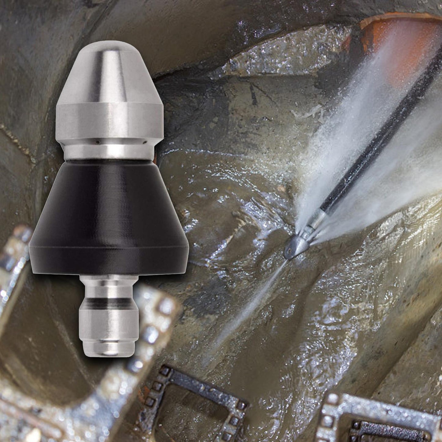 Buse de nettoyage haute pression pour tuyauterie – Buse de débouchage de canalisation en acier inoxydable