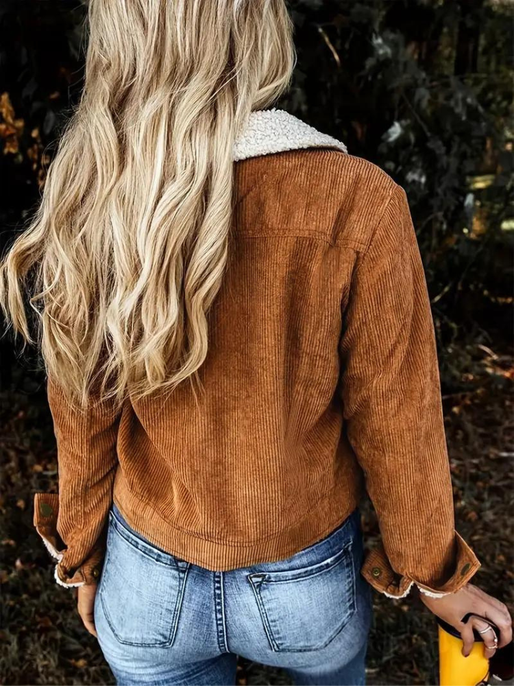 Buttoned Winter Jacket for Women with High Collar