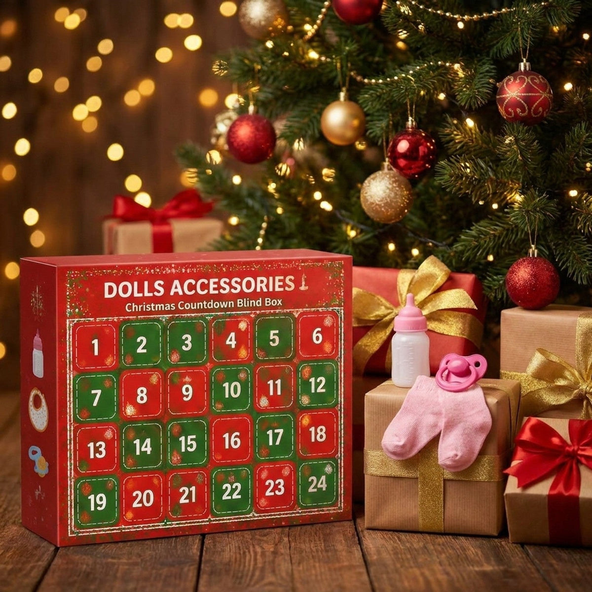 Calendrier de l'Avent Accessoires pour Poupée, 24 Jours de Tenues et Soins Bébé