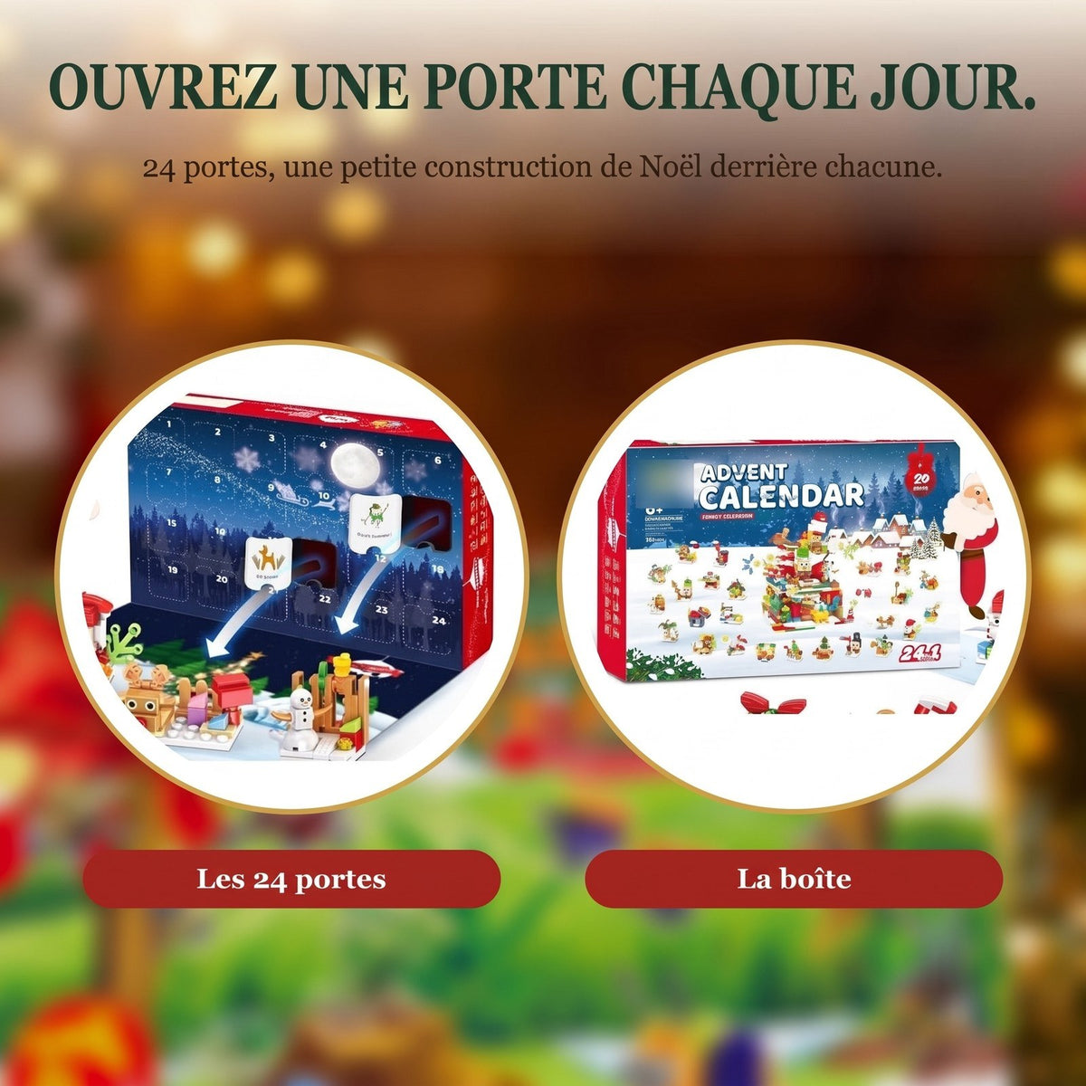 Calendrier de l'Avent Atelier du Père Noël, 24 en 1, 769 Pièces en Briques