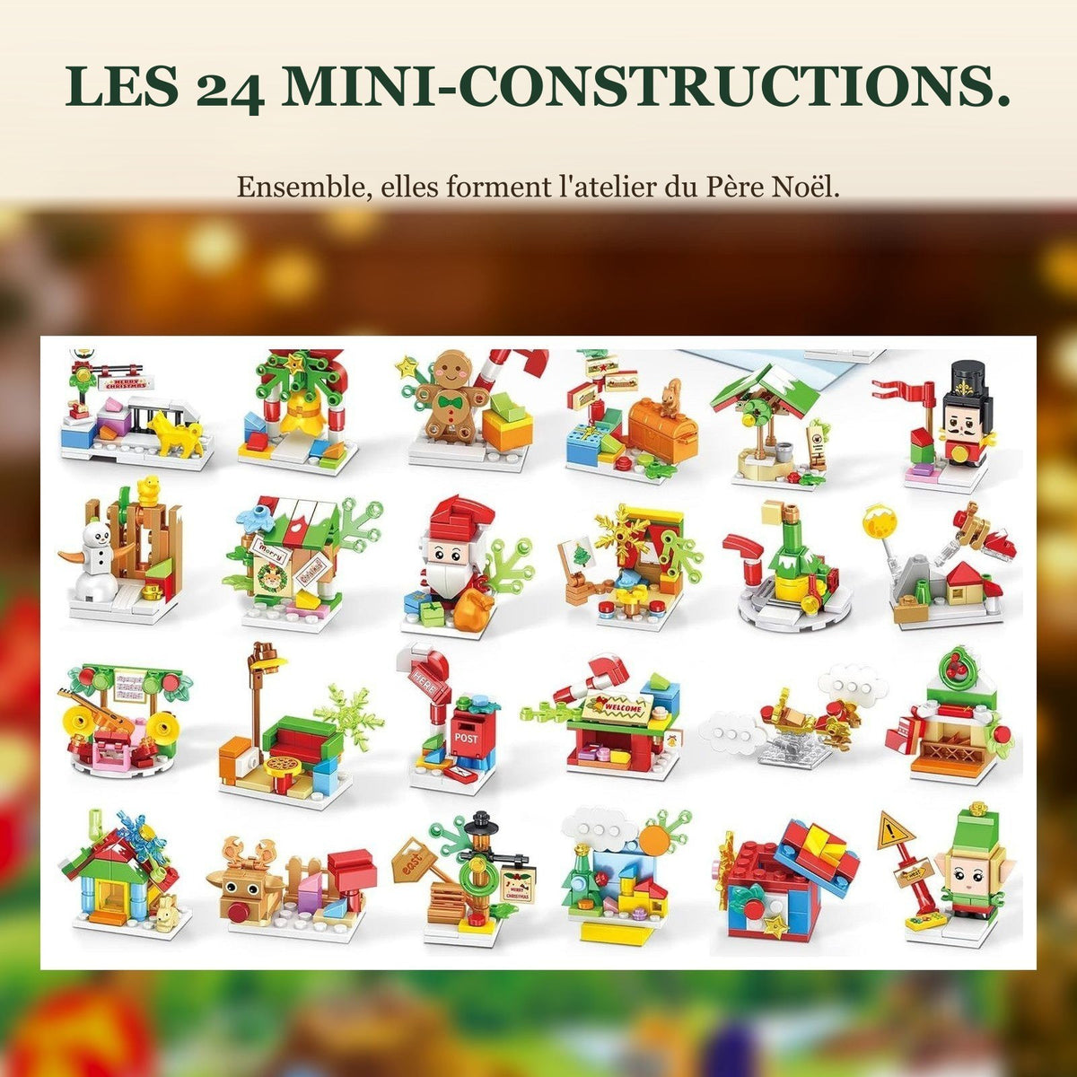 Calendrier de l'Avent Atelier du Père Noël, 24 en 1, 769 Pièces en Briques