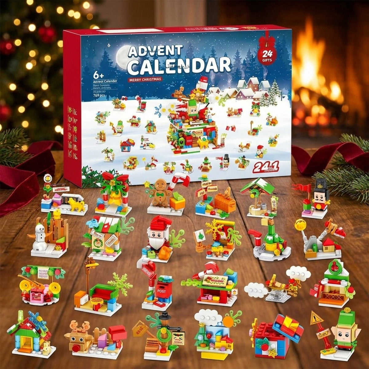 Calendrier de l'Avent Atelier du Père Noël, 24 en 1, 769 Pièces en Briques
