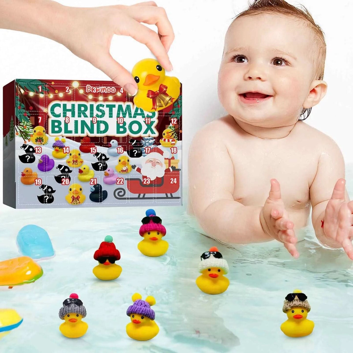 Calendrier de l'Avent avec petits canards en caoutchouc