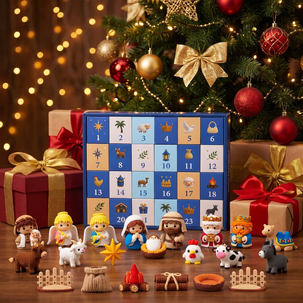 Calendrier de l'Avent Crèche avec 24 Figurines Imprimées en 3D