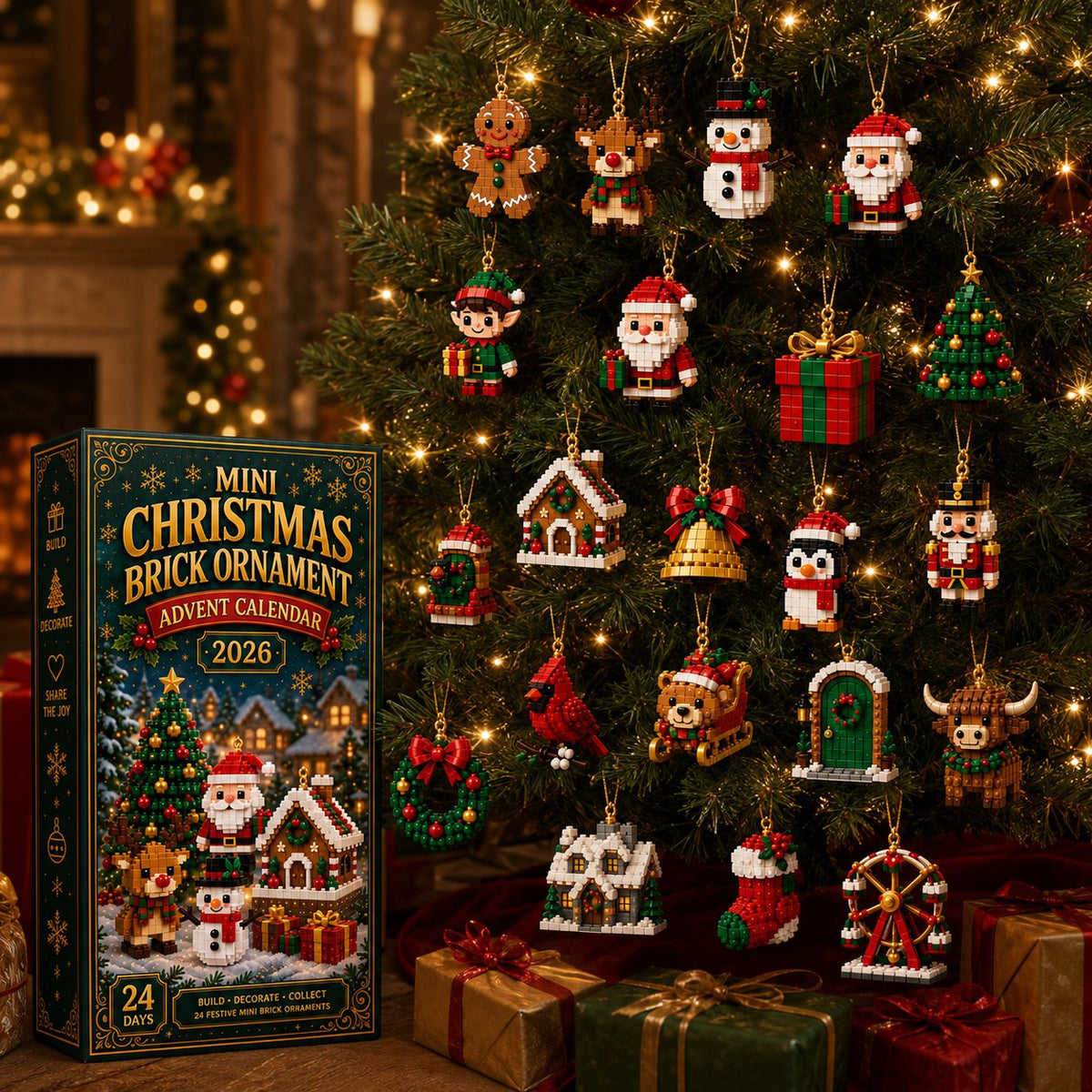 Calendrier de l'Avent de décorations de Noël – 24 mini-kits de construction pour décoration de Noël