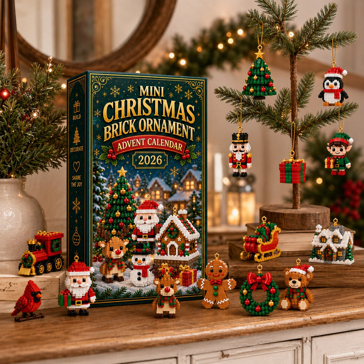 Calendrier de l'Avent de décorations de Noël – 24 mini-kits de construction pour décoration de Noël