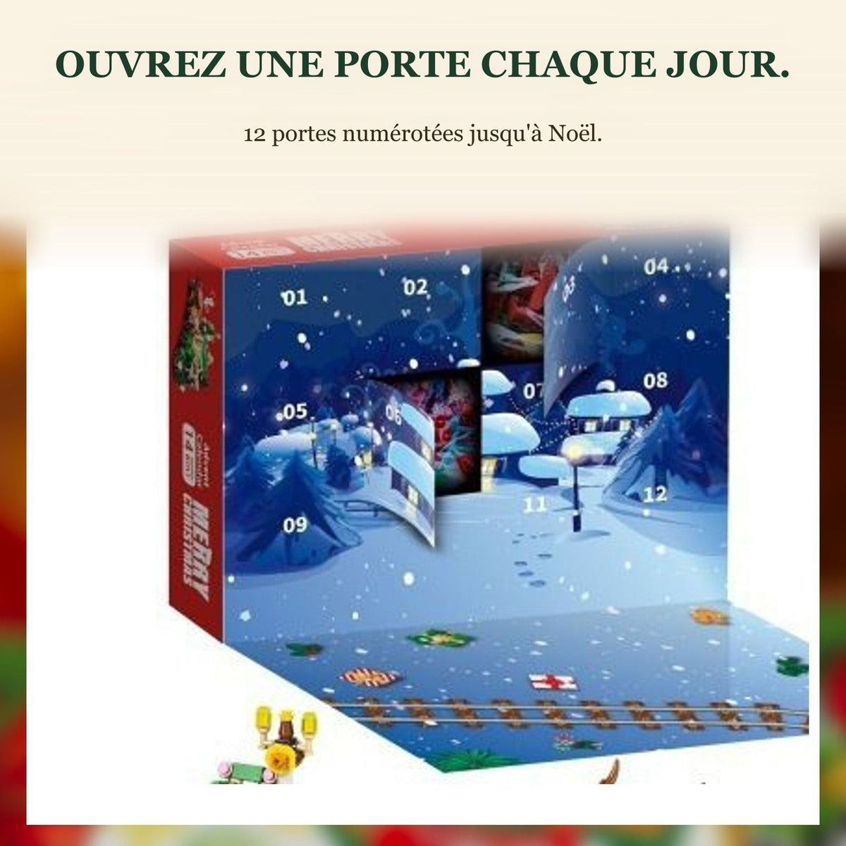 Calendrier de l'Avent de Noël 12 Jours en Briques, 14 Constructions 6 en 1, 8 Styles