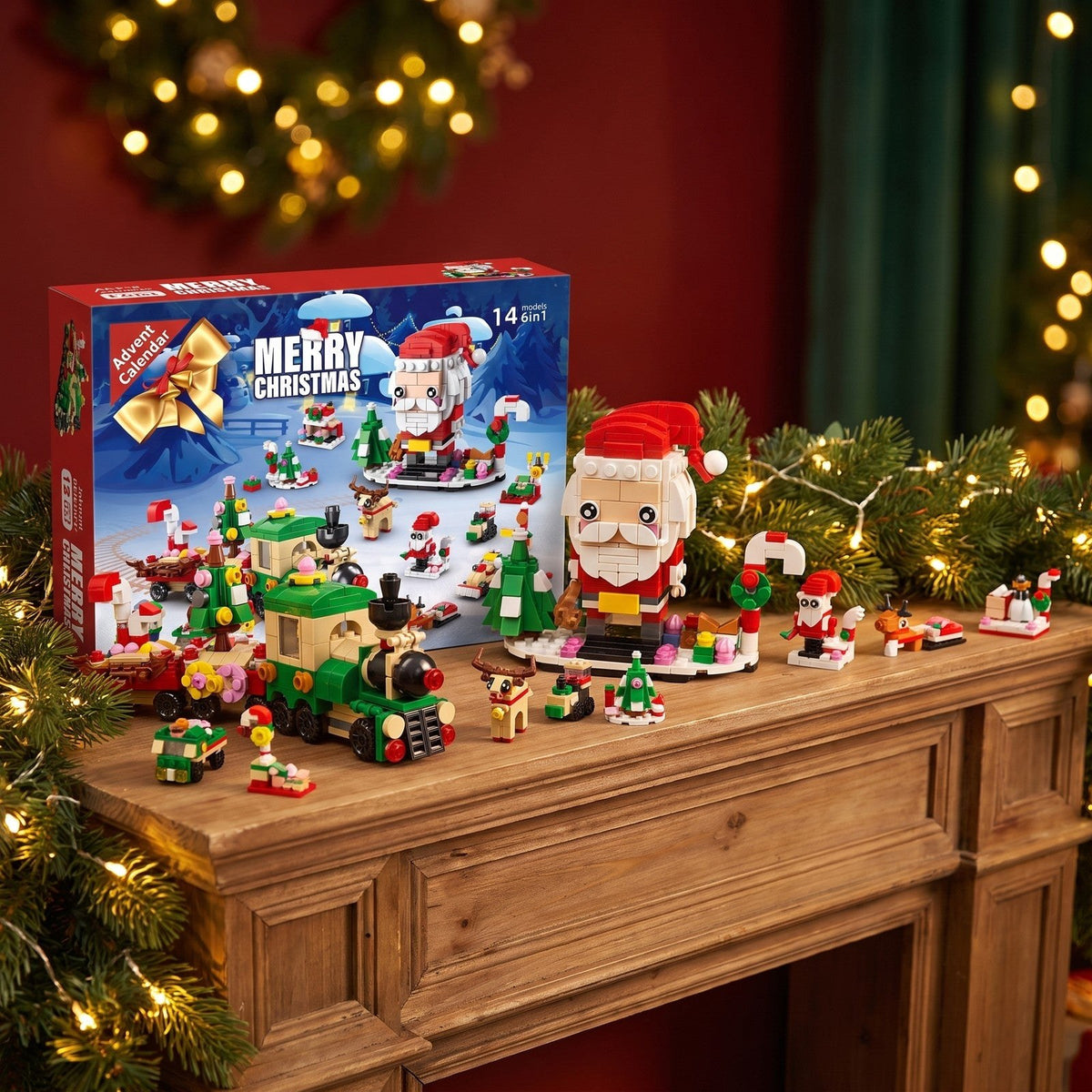 Calendrier de l'Avent de Noël 12 Jours en Briques, 14 Constructions 6 en 1, 8 Styles