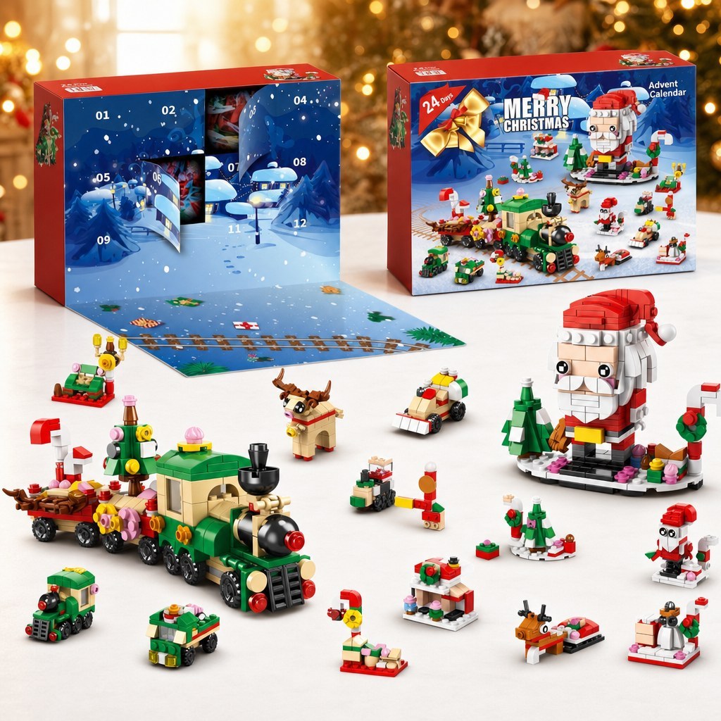 Calendrier de l'Avent de Noël 12 Jours en Briques, 14 Constructions 6 en 1, 8 Styles