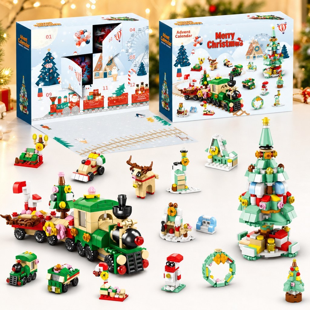 Calendrier de l'Avent de Noël 12 Jours en Briques, 14 Constructions 6 en 1, 8 Styles