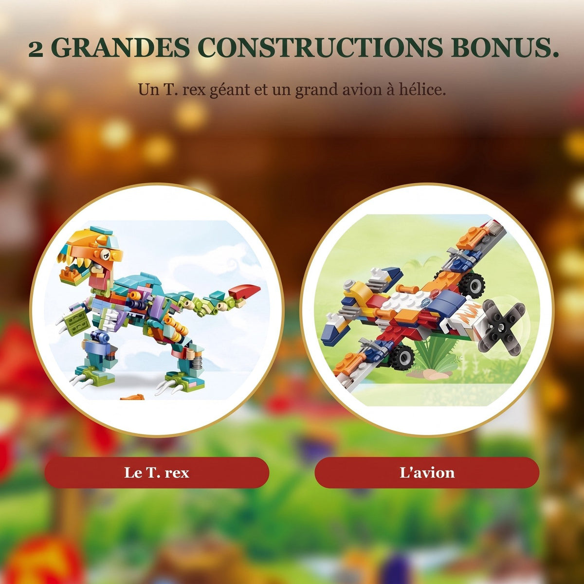 Calendrier de l'Avent Dinosaures et Véhicules, 24 Mini-Constructions avec Grand T. Rex