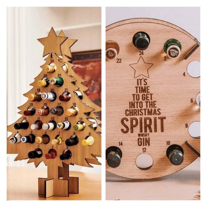 Calendrier de l'Avent pour bière en bois 2026 – compte à rebours de Noël 24 jours