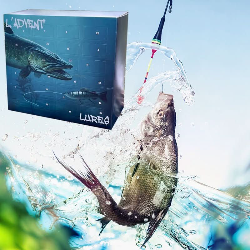 Calendrier de l'Avent pour pêcheurs avec 24 leurres uniques