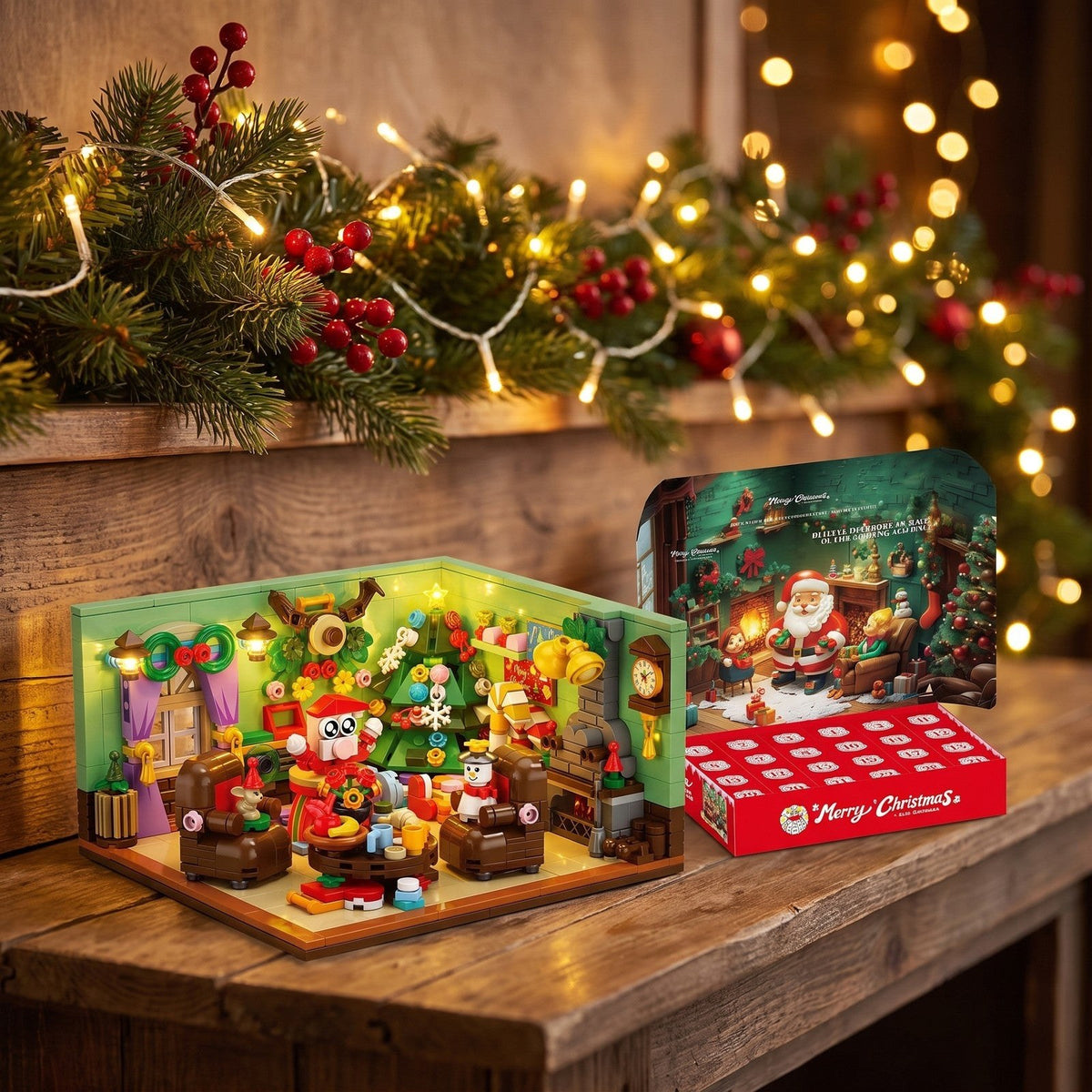 Calendrier de l'Avent Salon de Noël, 669 Pièces dans 24 Petites Boîtes