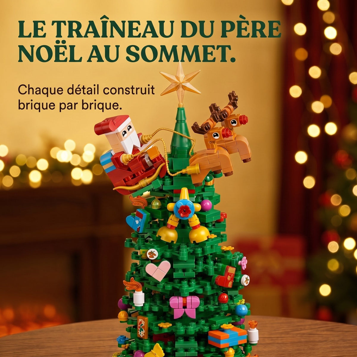 Calendrier de l'Avent Sapin de Noël en Briques, 833 Pièces dans 24 Boîtes Surprises