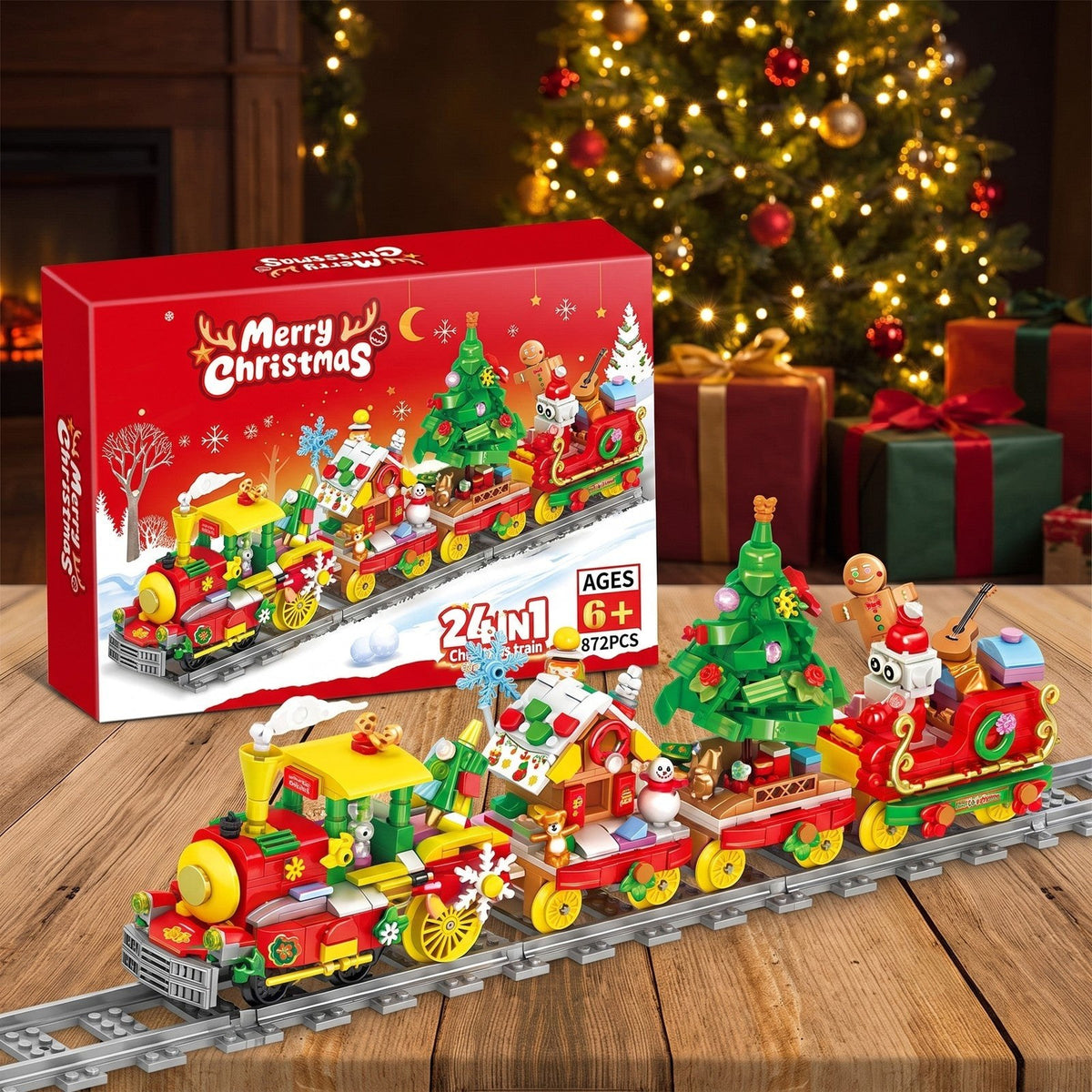 Calendrier de l'Avent Train de Noël 24 en 1, 872 Pièces en Briques