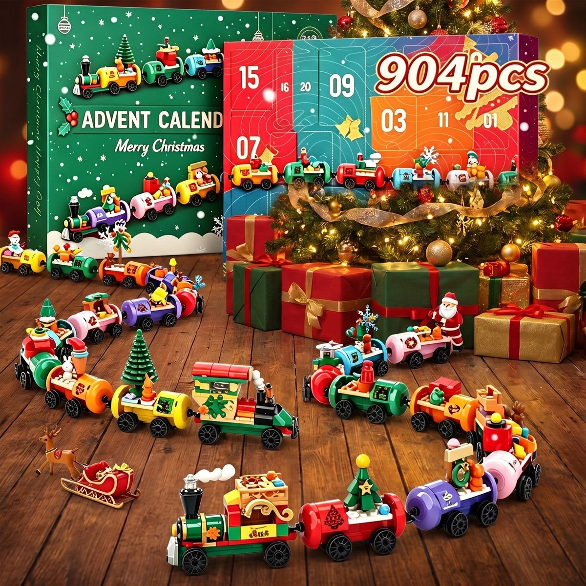 Calendrier de l'Avent Train de Noël en Briques, 904 Pièces