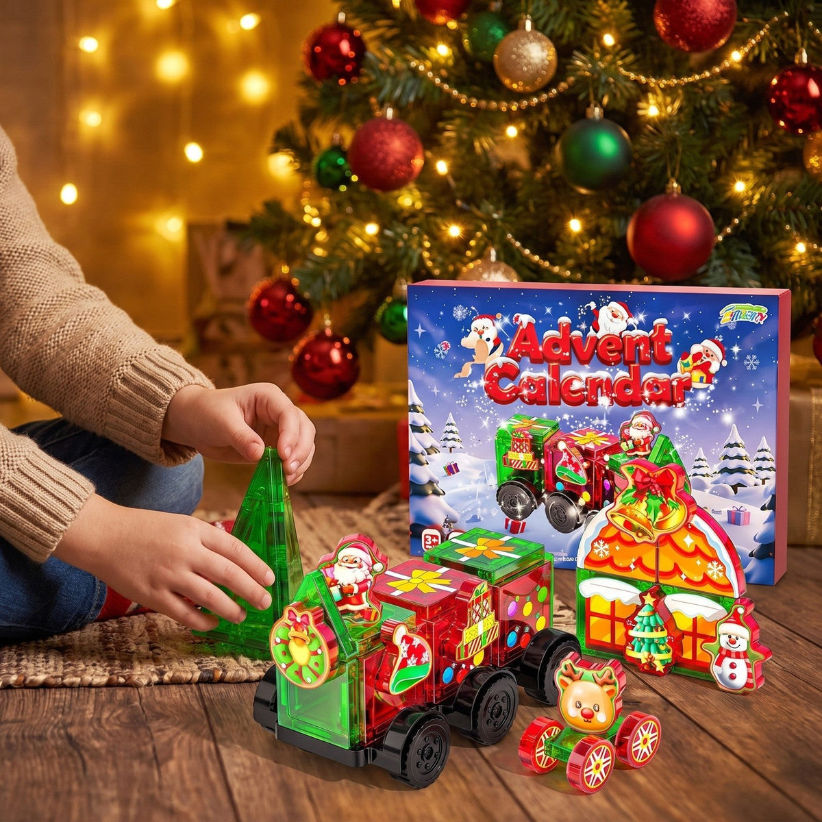 Calendrier de l'Avent Train de Noël Magnétique, 45 Pièces