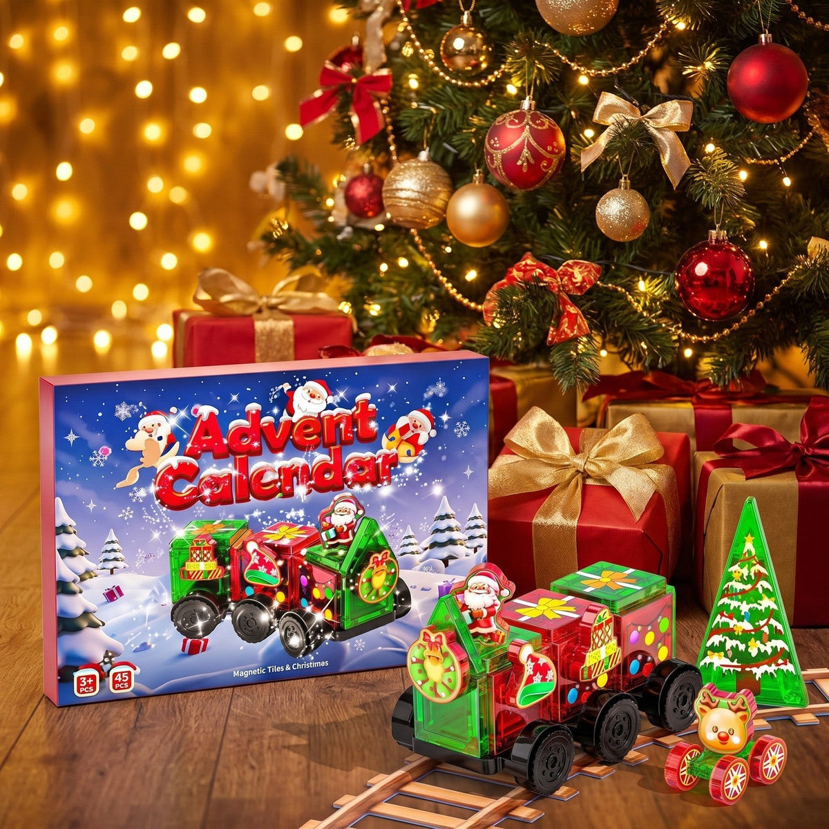 Calendrier de l'Avent Train de Noël Magnétique, 45 Pièces