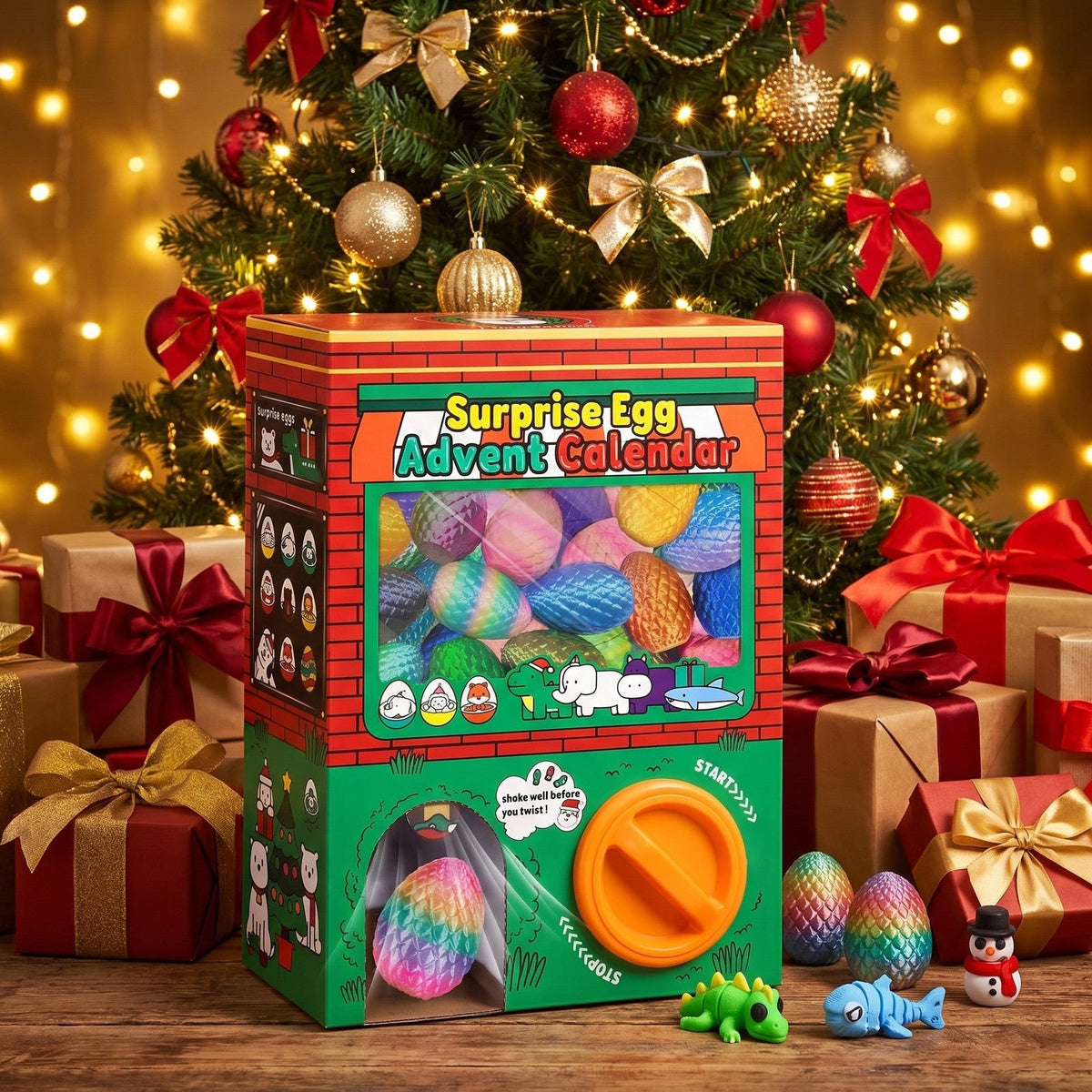 Calendrier de l'Avent Œufs Surprises, 24 Œufs avec Figurines Souples Imprimées en 3D