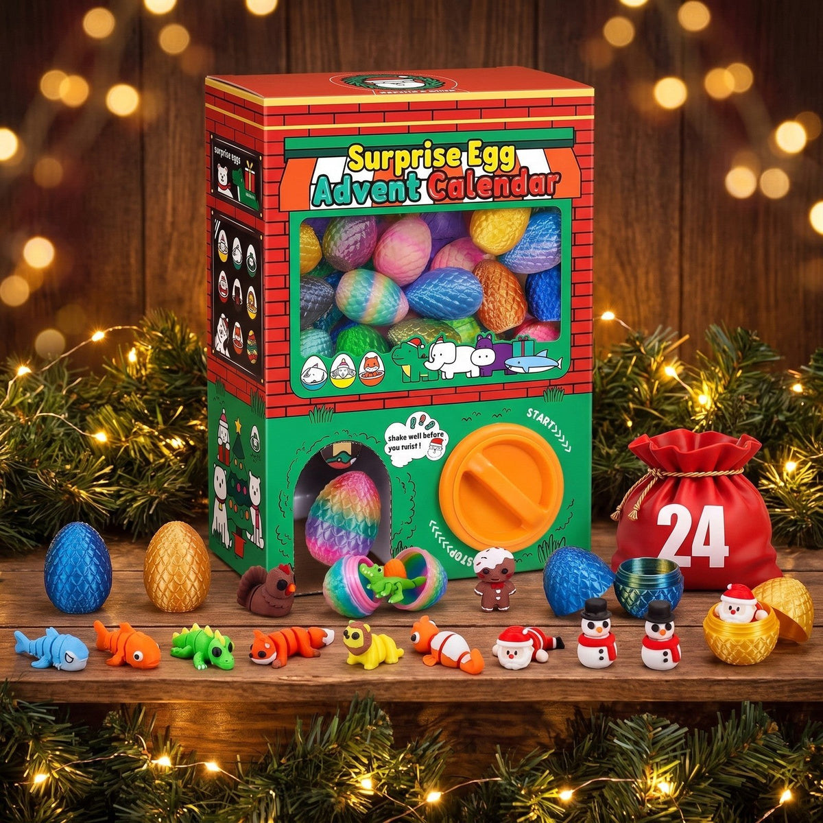 Calendrier de l'Avent Œufs Surprises, 24 Œufs avec Figurines Souples Imprimées en 3D