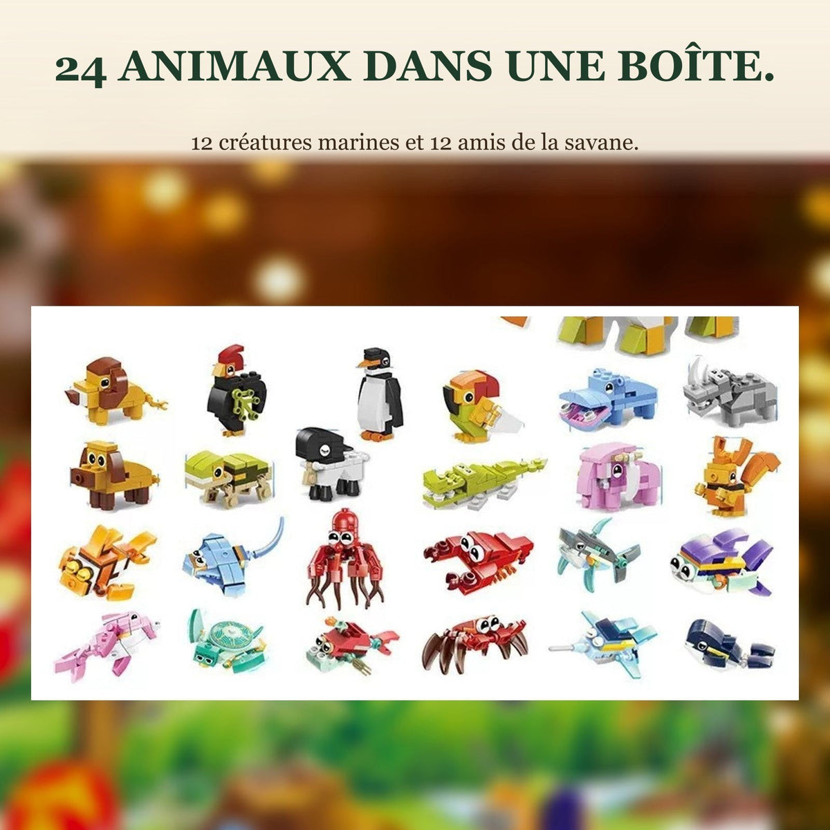 Calendrier de l'Avent Vie Marine, 24 Animaux en Briques + Grande Créature Marine
