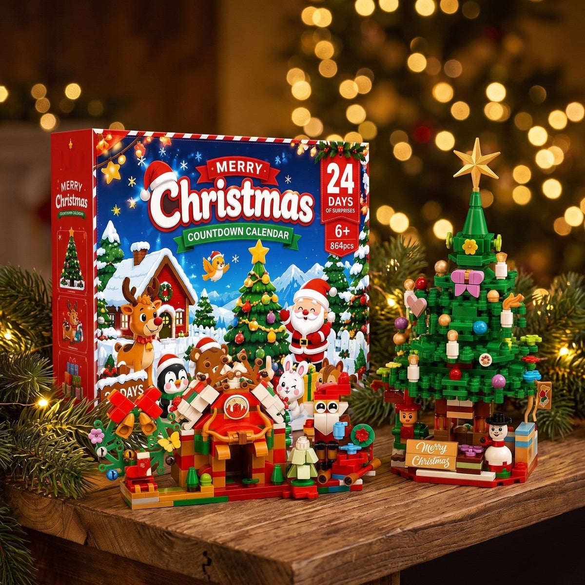 Calendrier de l'Avent Village de Noël en Briques, 864 Pièces
