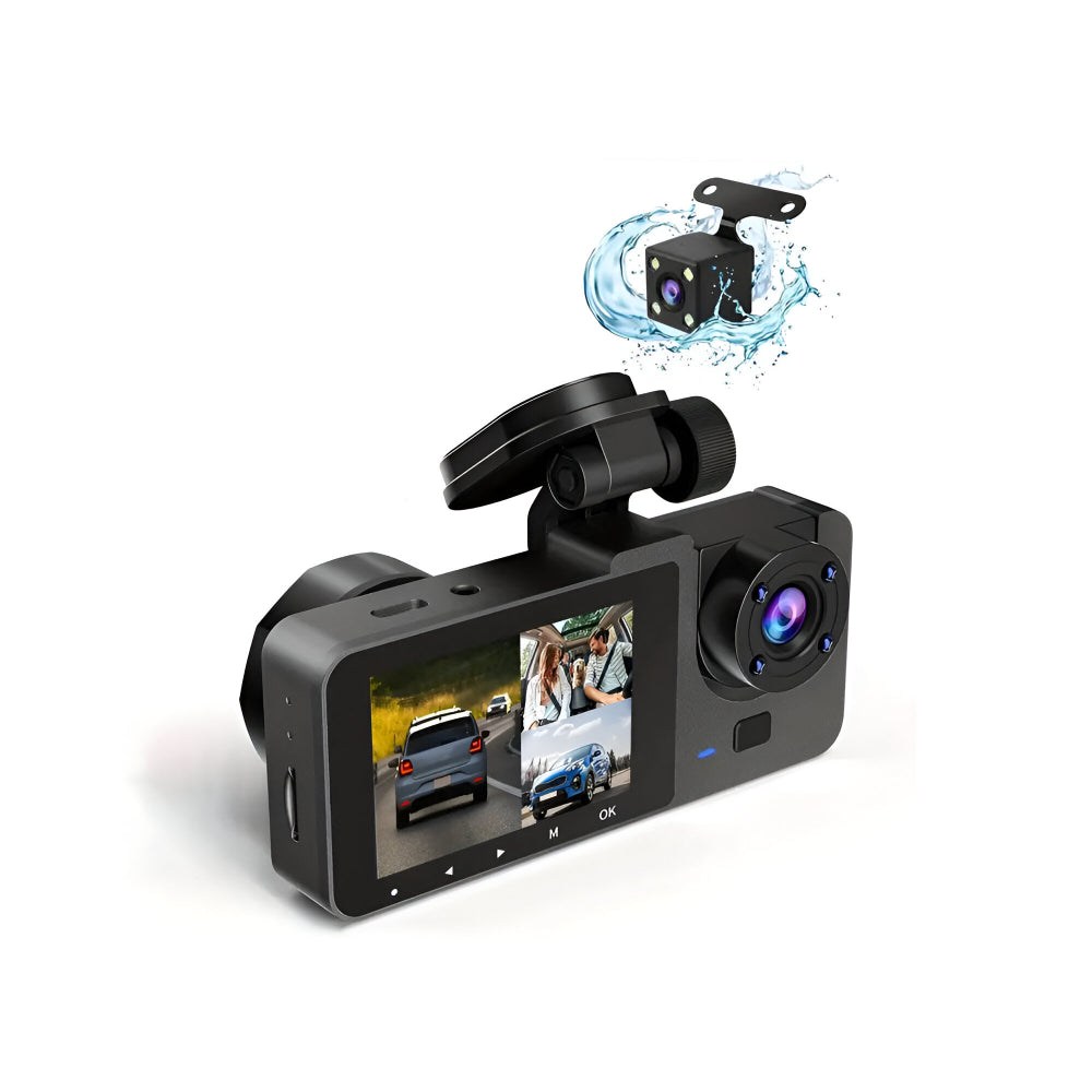 Caméra embarquée dashcam pour voiture 1080P grand-angle avec double enregistrement