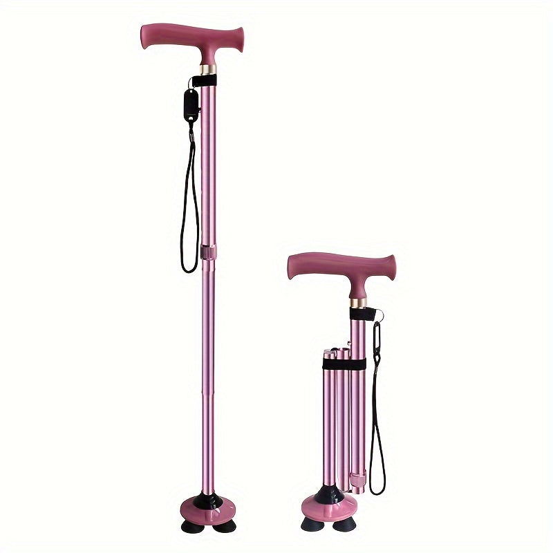 Canne de marche 4 pieds pliable, stable et sûre pour l'usage quotidien