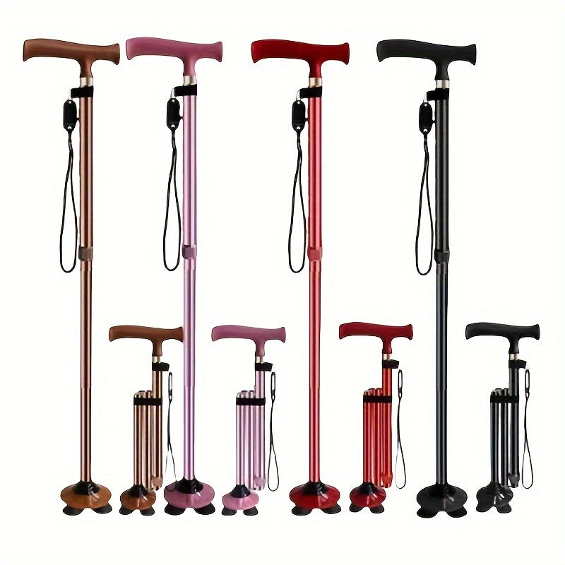 Canne de marche 4 pieds pliable, stable et sûre pour l'usage quotidien