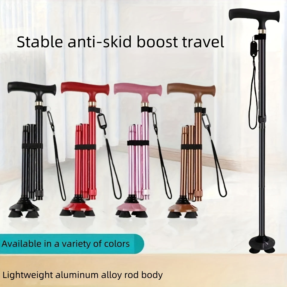 Canne de marche 4 pieds pliable, stable et sûre pour l'usage quotidien