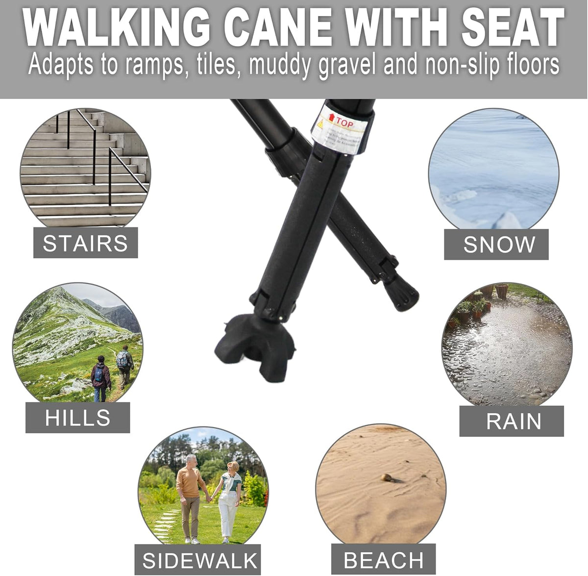 Canne pliante avec siège