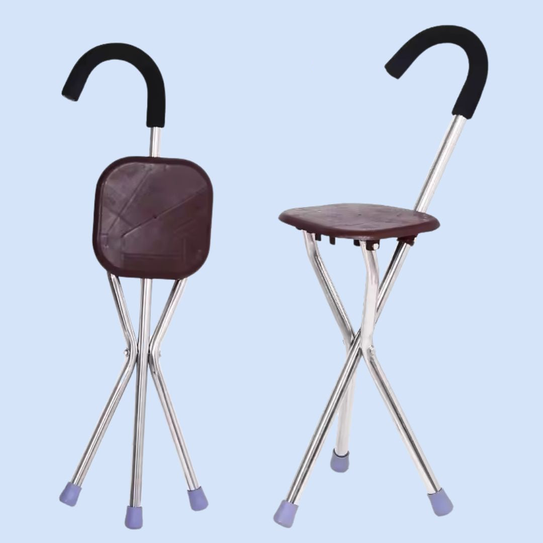 Canne-siège pliante confortable - légère et portable