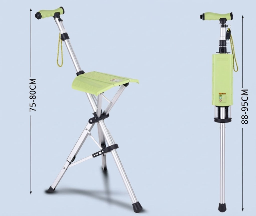 Canne-siège pliante confortable - légère et portable