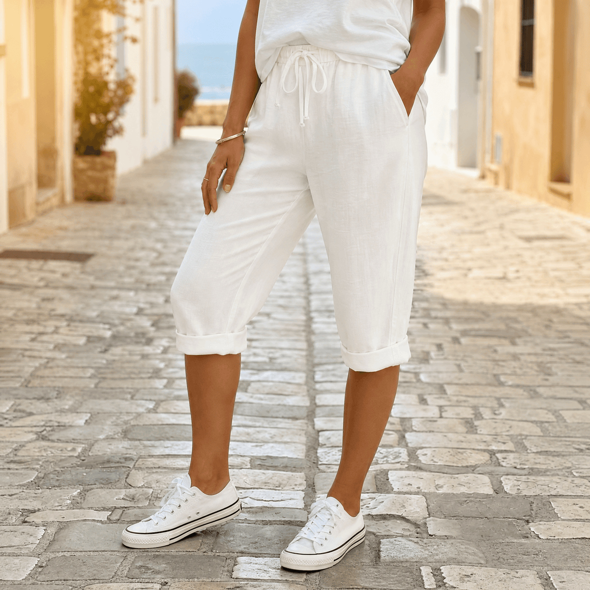 Capri à cordon de serrage
