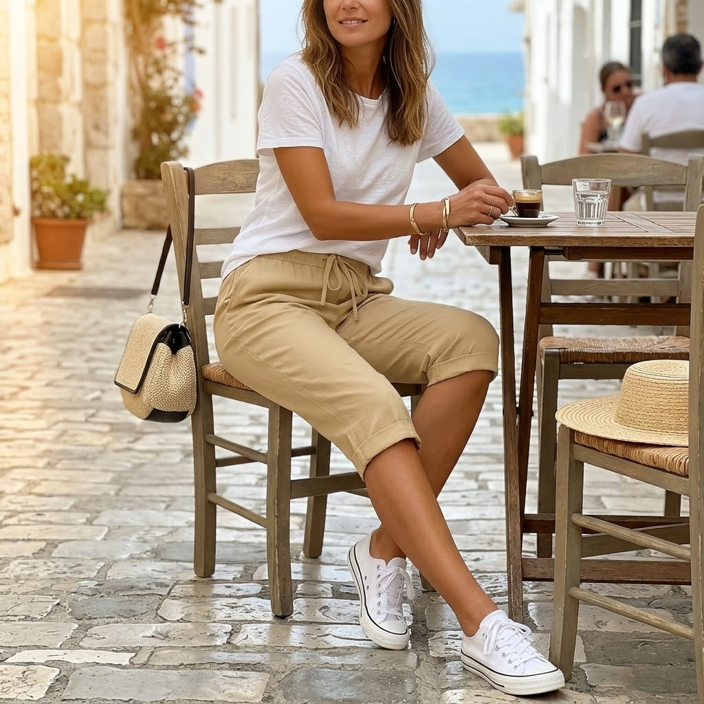 Capri à cordon de serrage