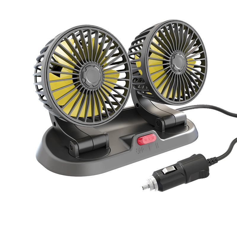 Car Fan with Adjustable Speed and Rotating Head