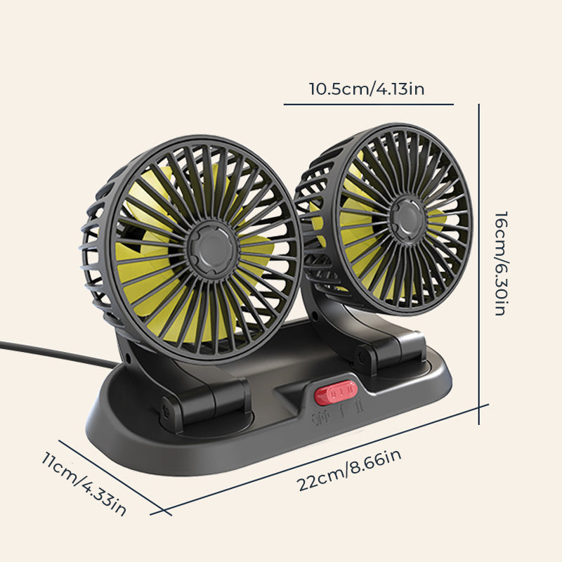 Car Fan with Adjustable Speed and Rotating Head