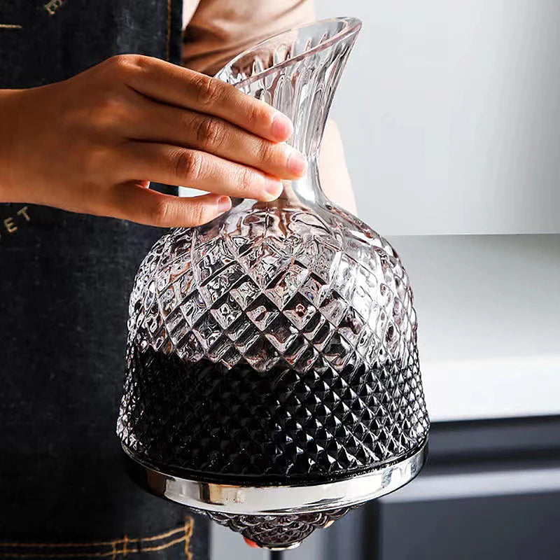 Carafe rotative en cristal de haute qualité – design luxueux et élégant avec fonction de rotation pour une meilleure aération – idéale pour le whisky et autres spiritueux – un ajout unique pour votre table