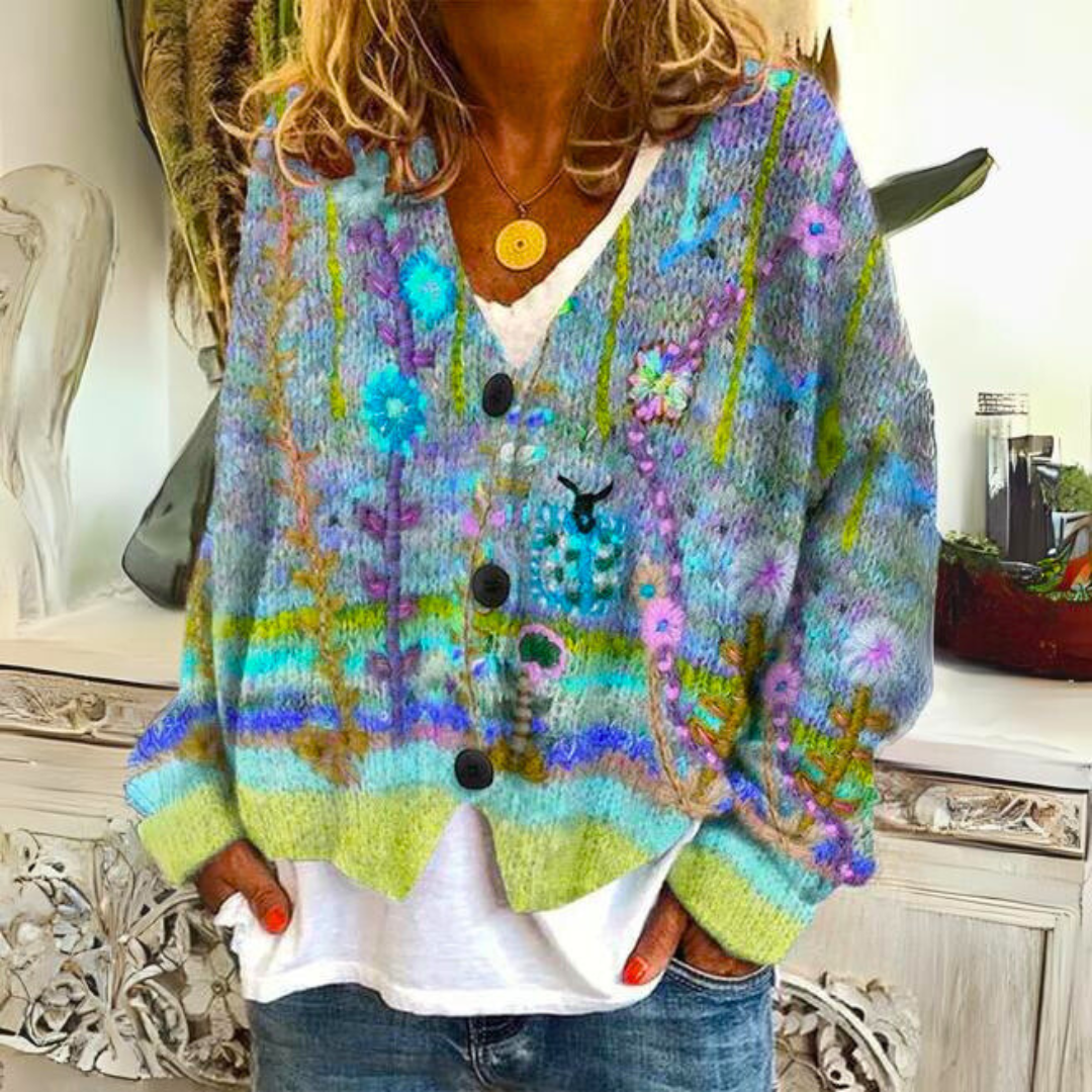 Cardigan chaud à motif tendance et coupe ample