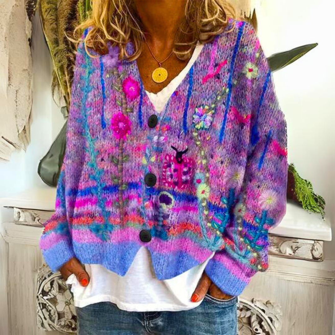 Cardigan chaud à motif tendance et coupe ample