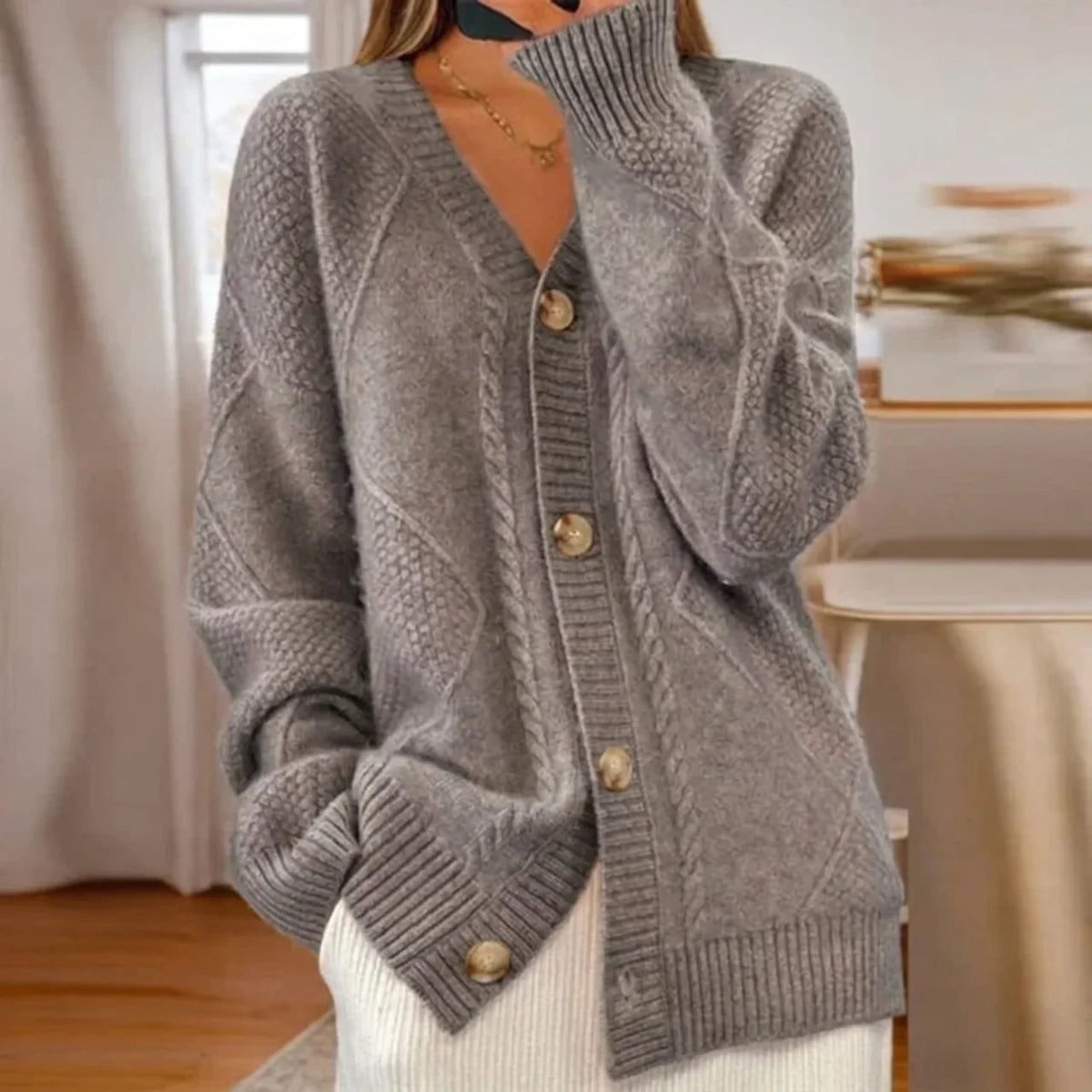 Cardigan élégant en tricot de coton pour femme