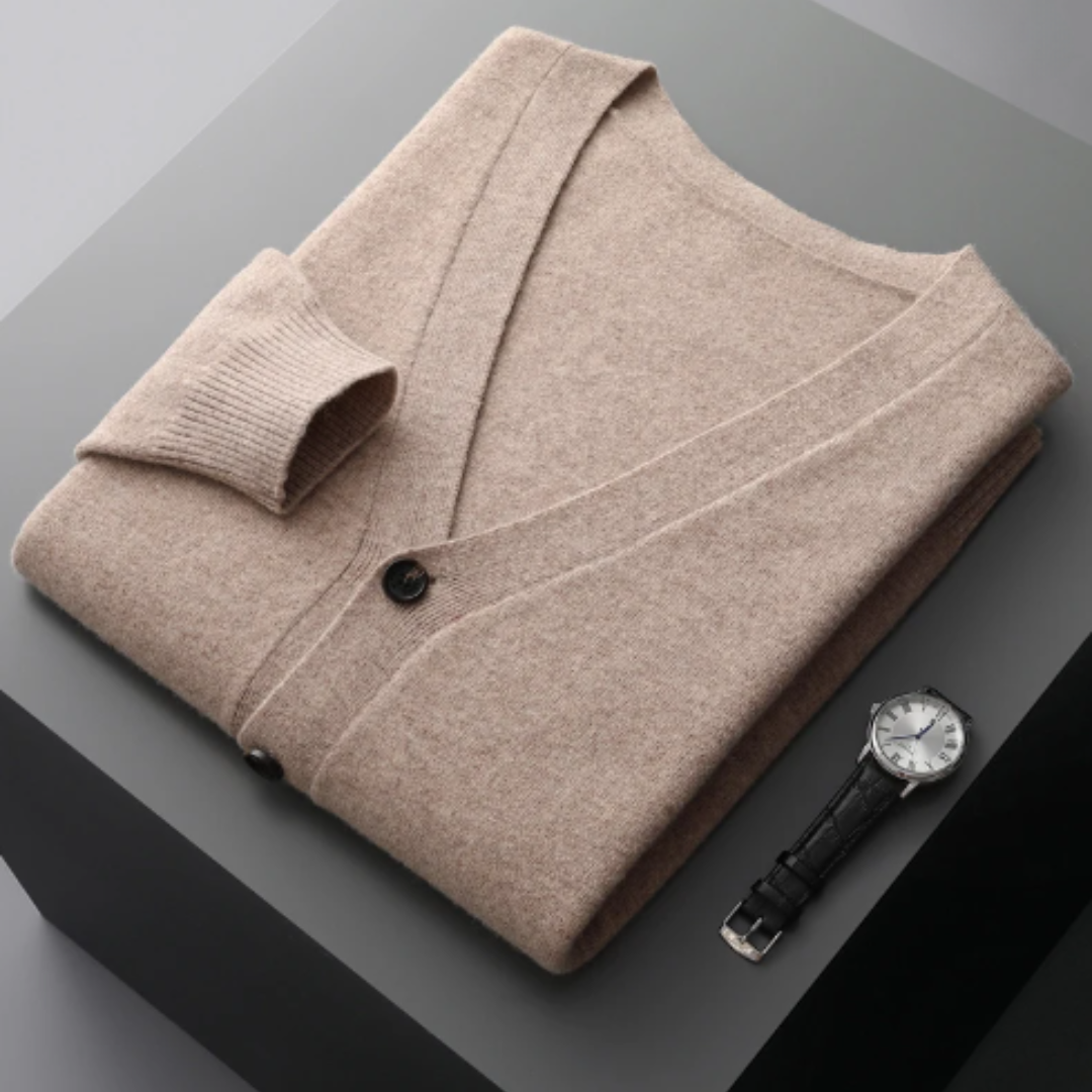 Cardigan tricoté à col en V pour homme