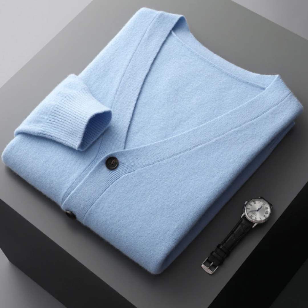 Cardigan tricoté à col en V pour homme