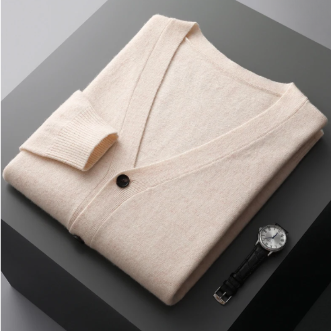 Cardigan tricoté à col en V pour homme
