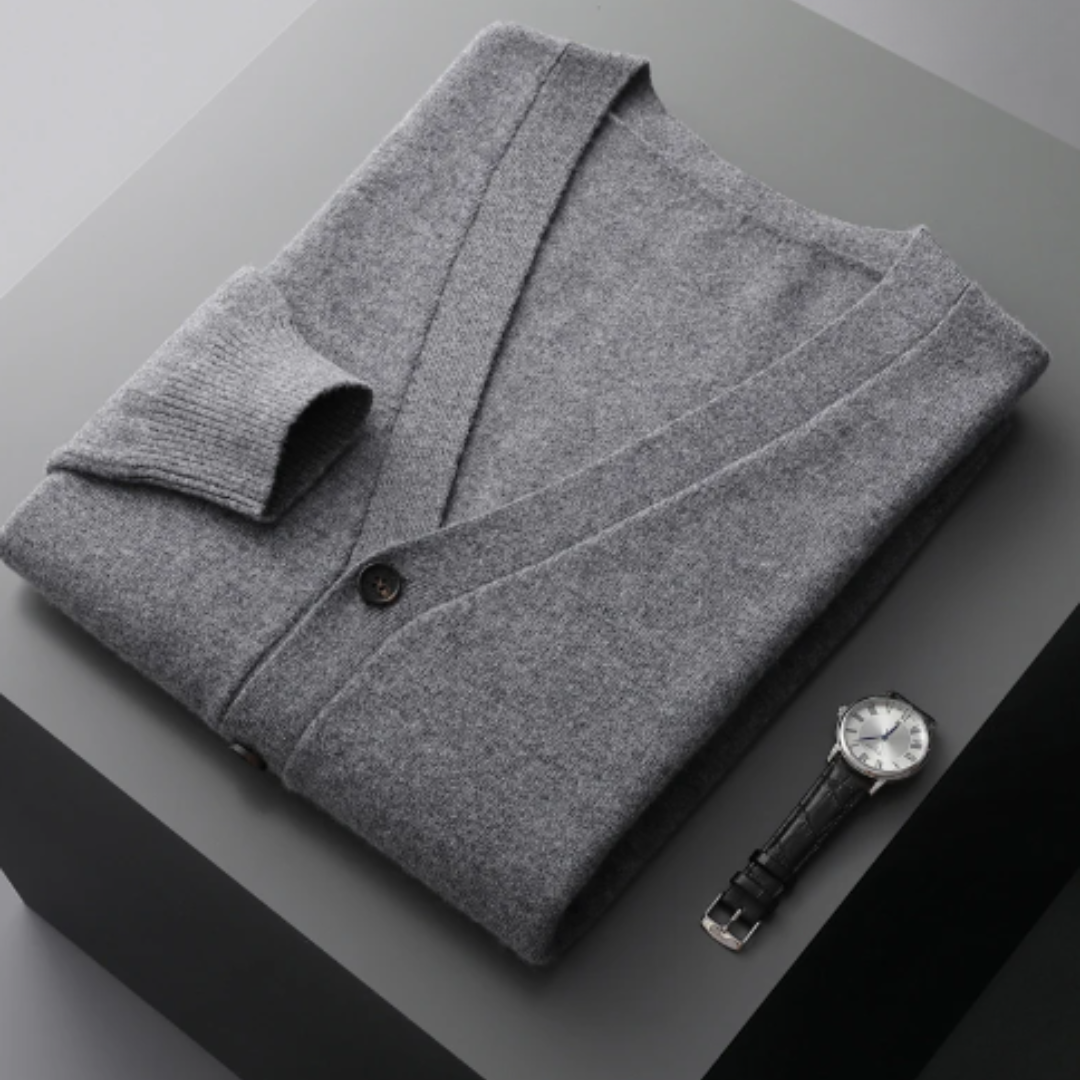 Cardigan tricoté à col en V pour homme