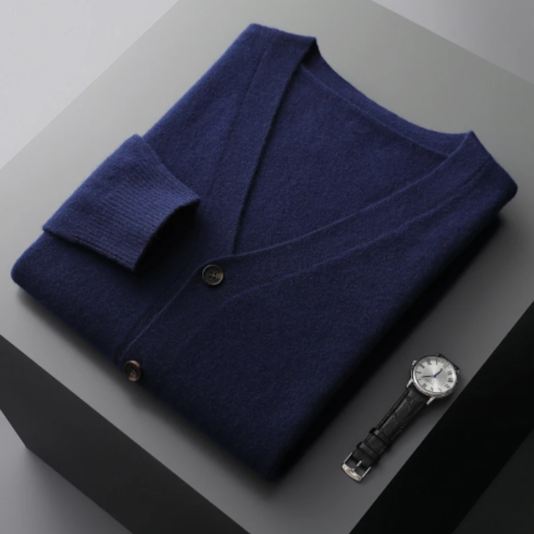 Cardigan tricoté à col en V pour homme