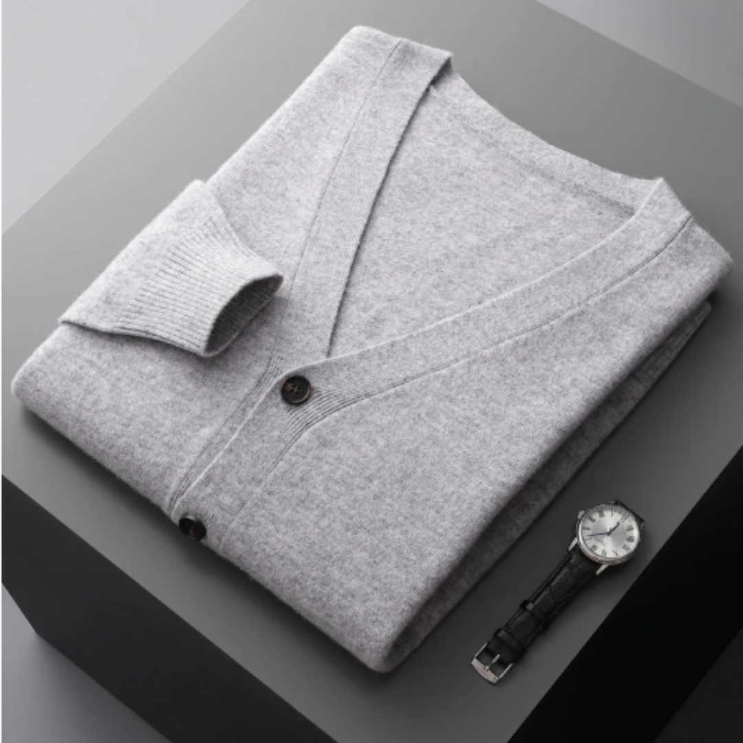 Cardigan tricoté à col en V pour homme